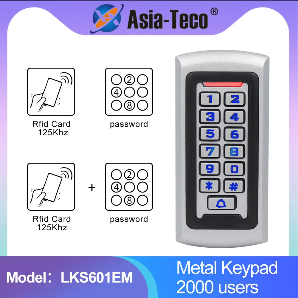 Backlight Metal Keypad Wiegand RFID Card Reader 125khz Access Control