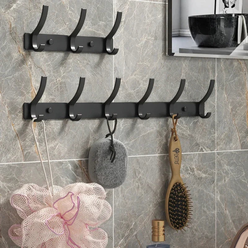 Black white Folding Robe Hooks Towel Hanger Nail Wall Rack Hooks Coat