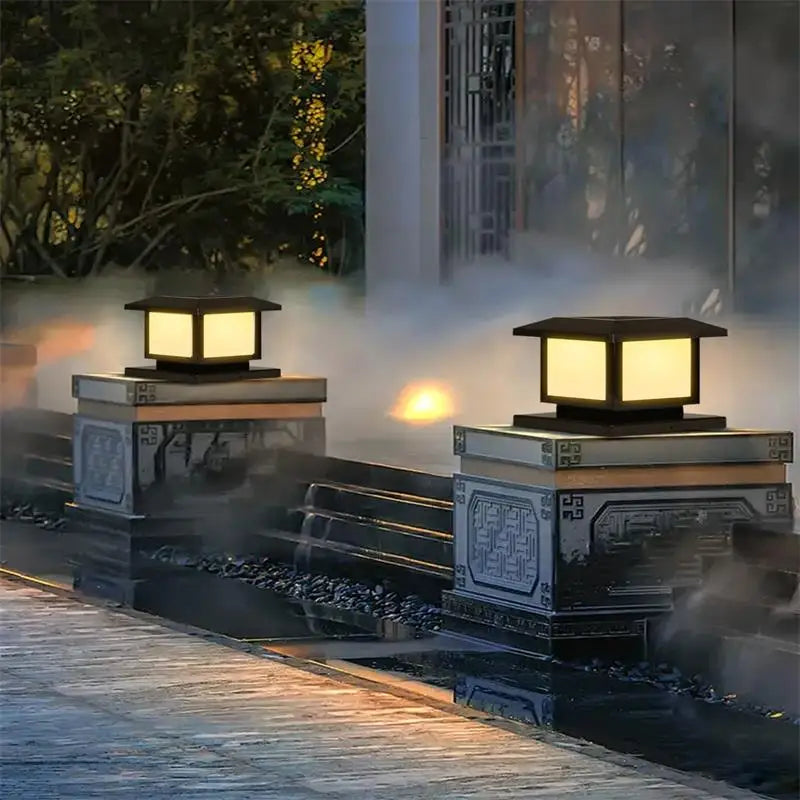 Timed LED Solar Outdoor Light Pillar Solar Lights Waterproof Thick