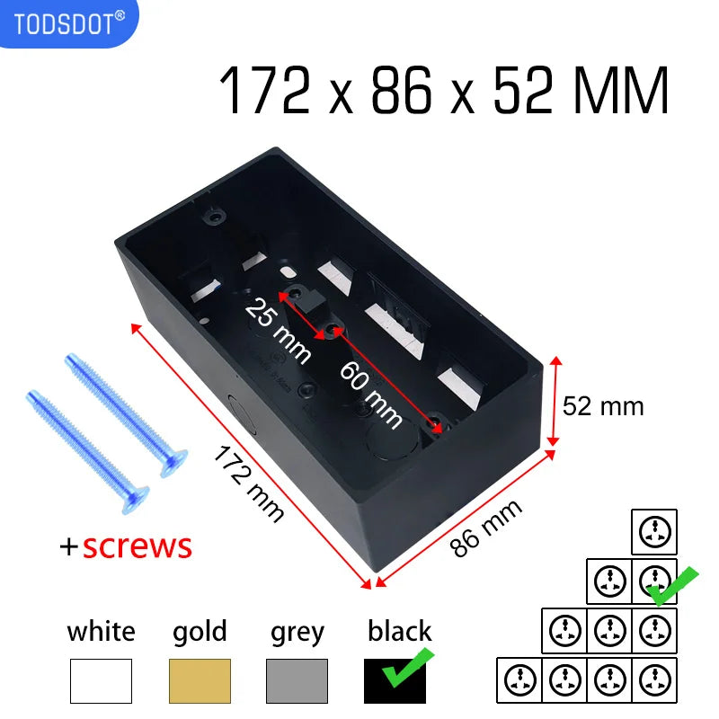 86 Series Black External Install Box for Wall Surface Mount Switch