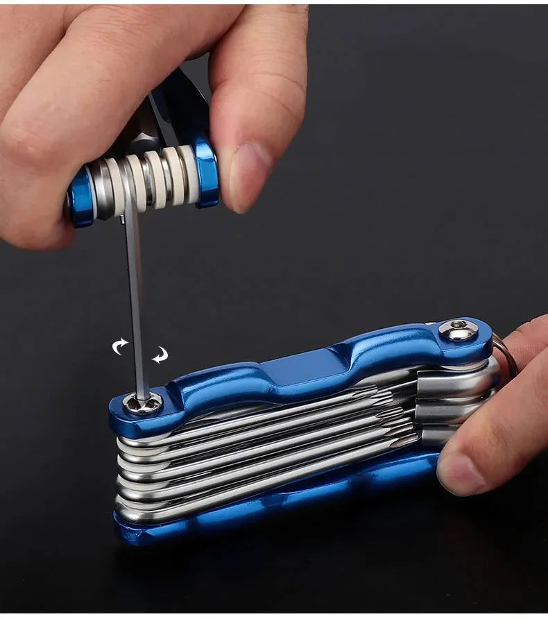 Portable Folding Hex Wrench Allen Set Metal Metric System Torx