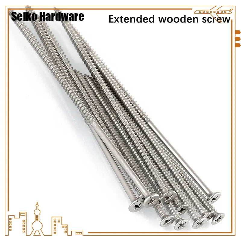 M5 lengthening Flat Head Tapping Long Wood Screw Stainless steel