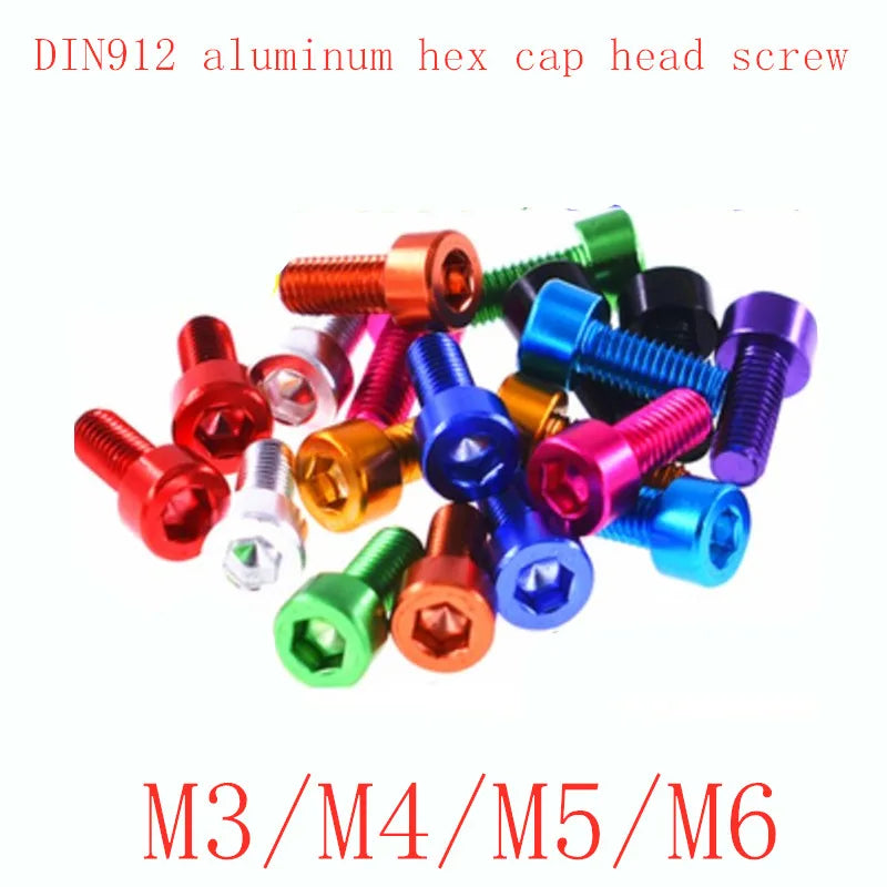 10pcs aluminum allen scerw din912 M2 M2.5 M3 M4 M5 M6 colourful