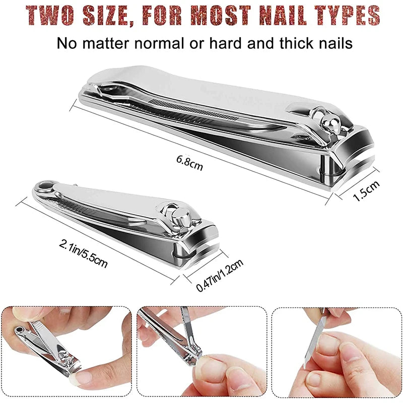 Splash resistant nail clippers, stainless steel scissors