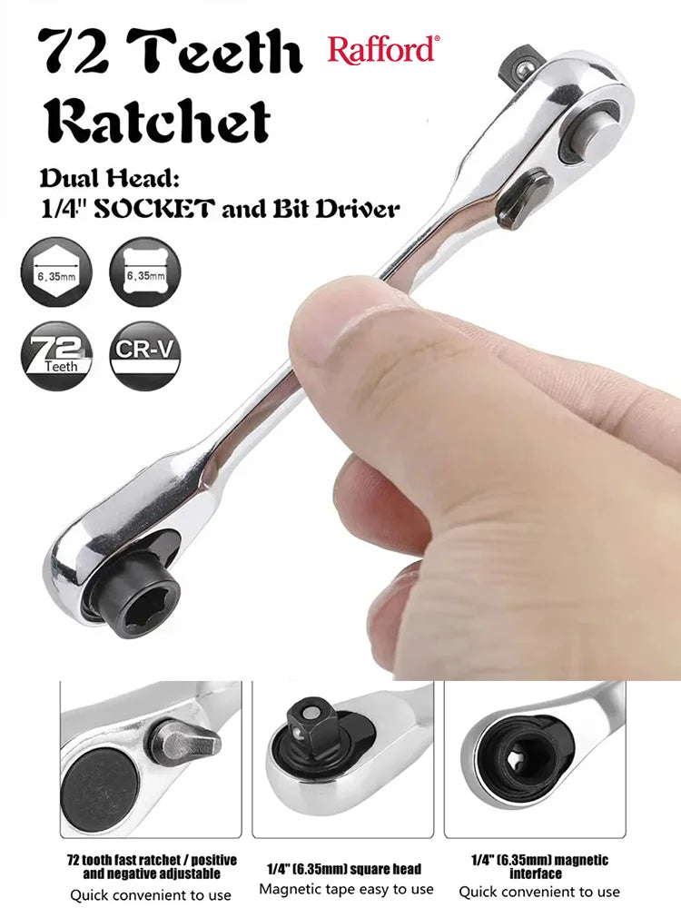 Rafford Mini Treble 1/4 Ratchet Wrench Double Ended Quick Socket