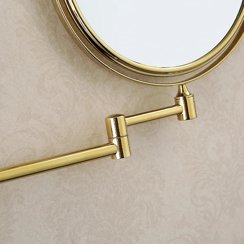 Gold 8 Inch Mirror Wall Mounted Bathroom Makeup Mirror Extending