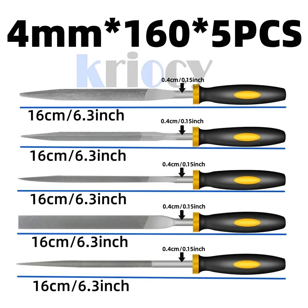 5pcs Alloy Steel File Set Precision Round Half-Round Flat Square