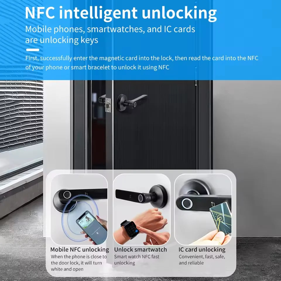 Tuya App Bluetooth Smart Fingerprint Door Lock Password Mechanical