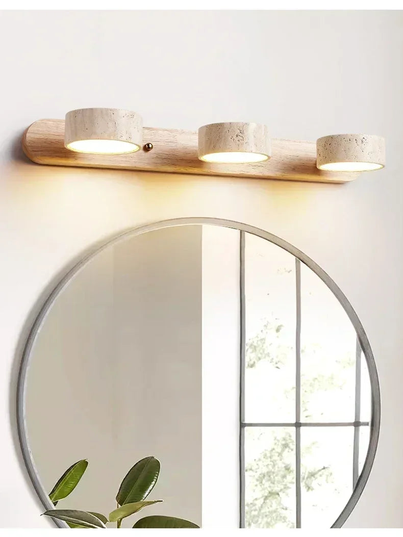 Rotatable Spanish Natural Limestone Round LED Wall Lamp Double‑Sided