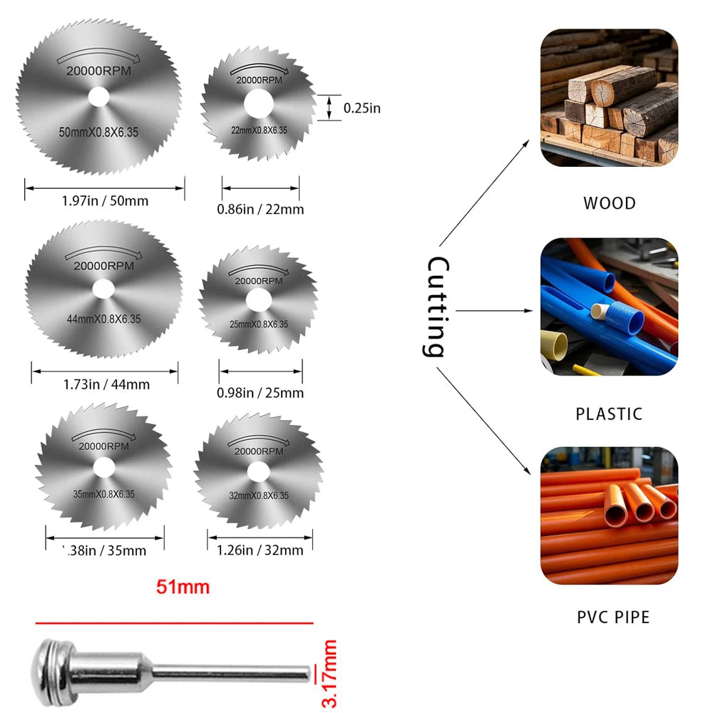 31pc Cutting Discs HSS Circular Saw Mini Drill Rotary Tool Multi-Size