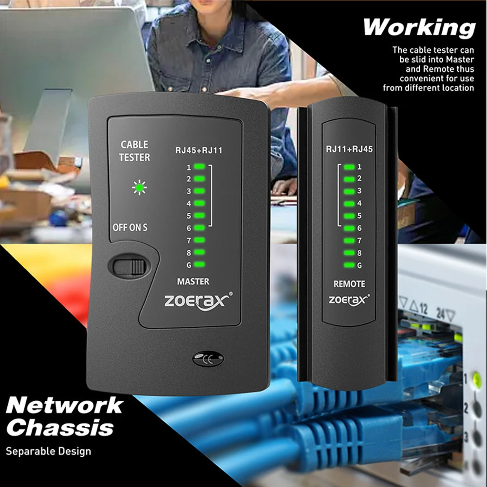 ZoeRax LAN Cable Tester – RJ45 Cat5/6/6A/7 UTP & RJ11/RJ12