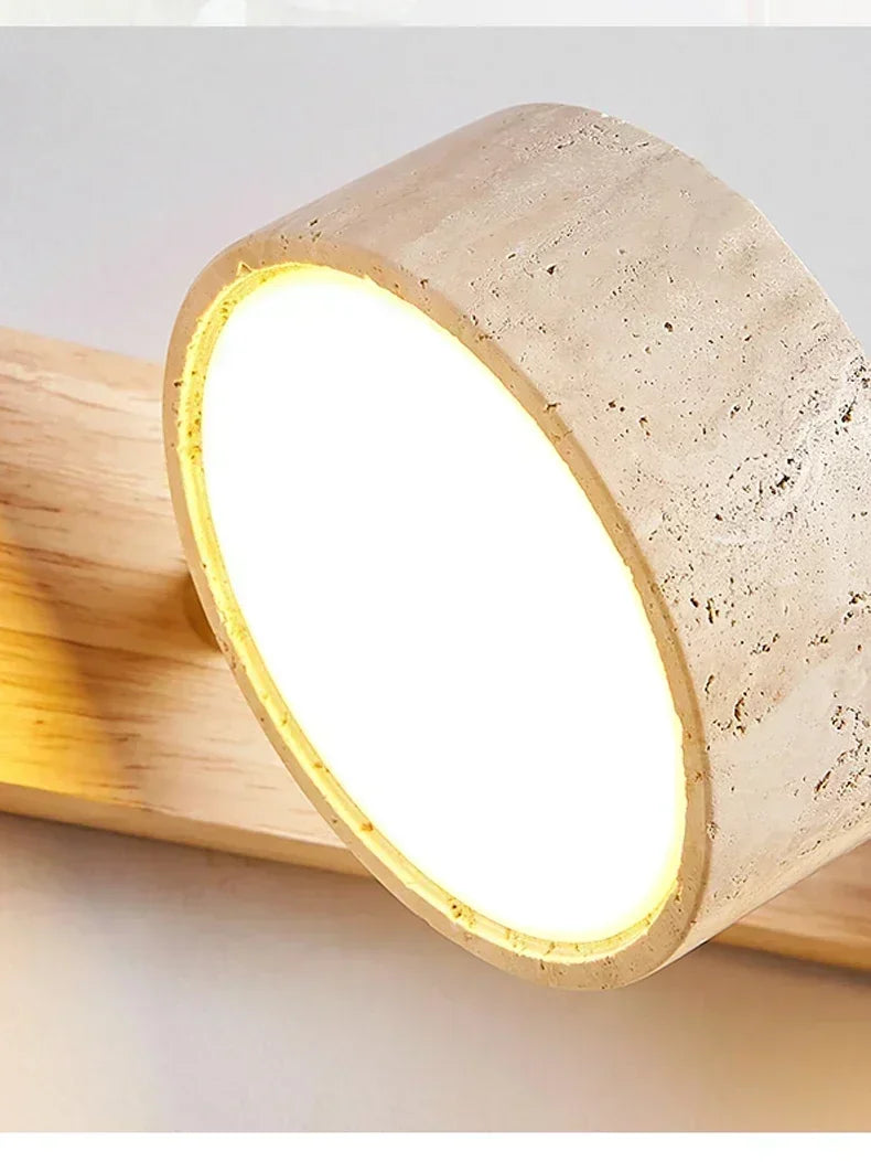 Rotatable Spanish Natural Limestone Round LED Wall Lamp Double‑Sided