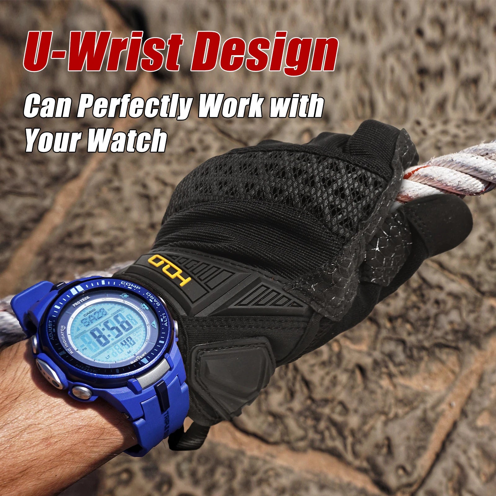 HANDLANDY Tactical Gloves, Flexible Grip Work Gloves for Men