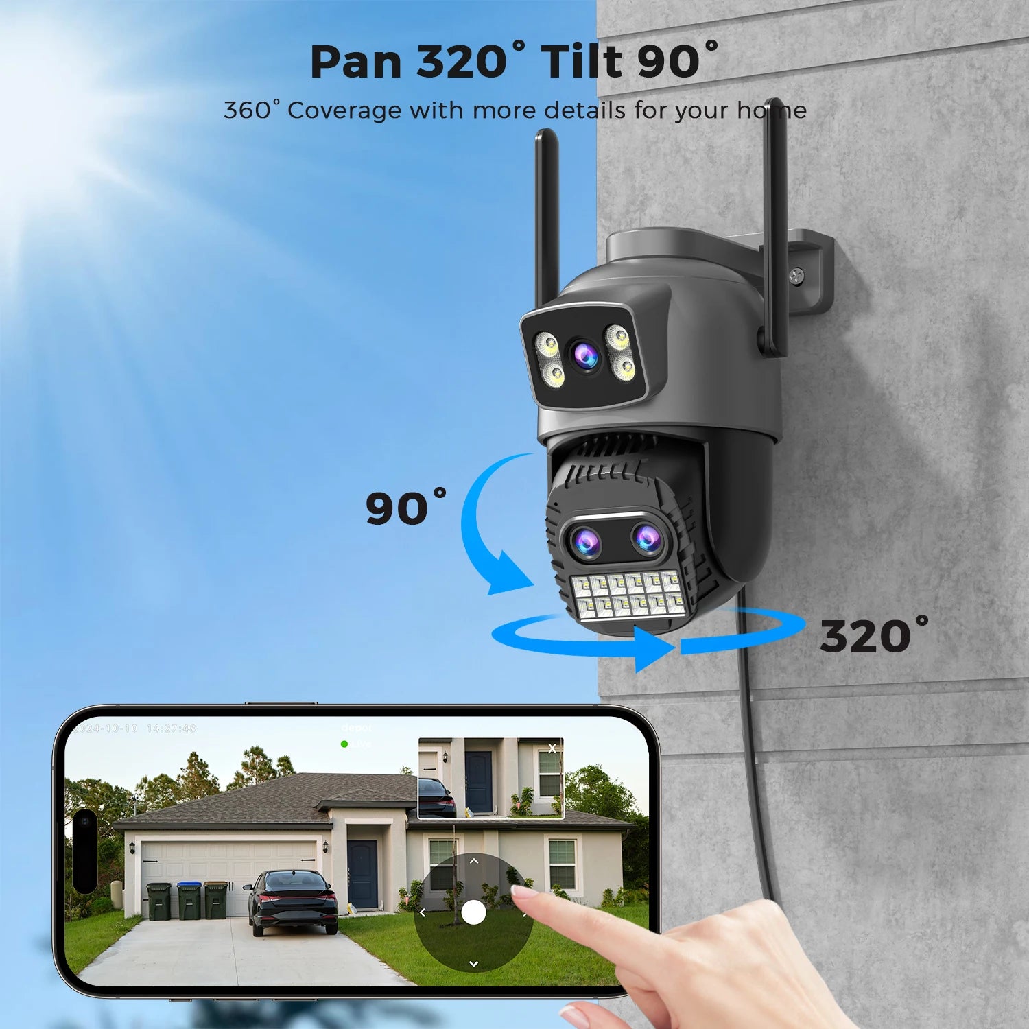 BESDER 15MP Wifi Camera PTZ Outdoor Dual Screen 10X Digital Zoom