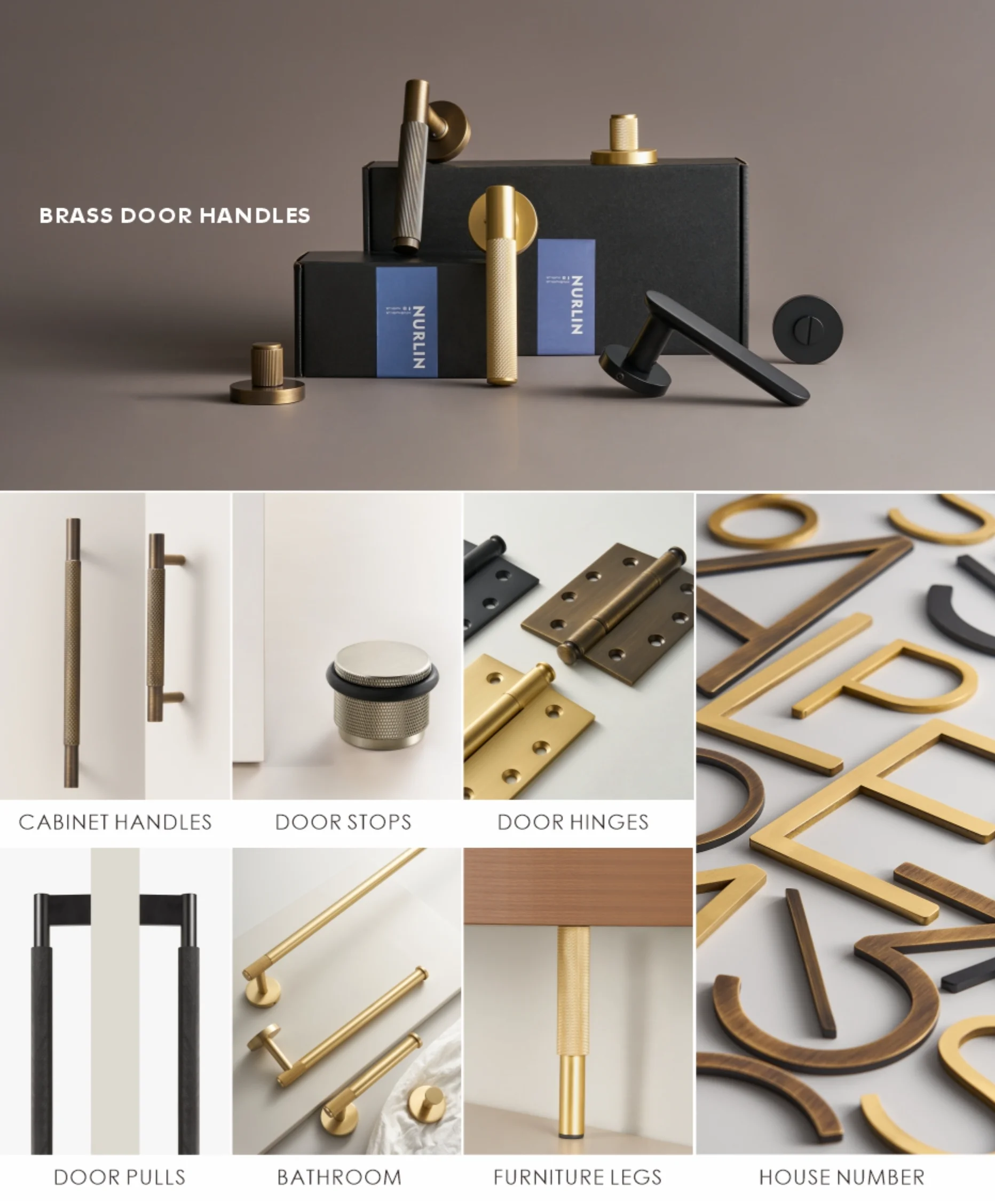Nurlin Brass Cross Knurled Interior Door Handle Passage Privacy Set