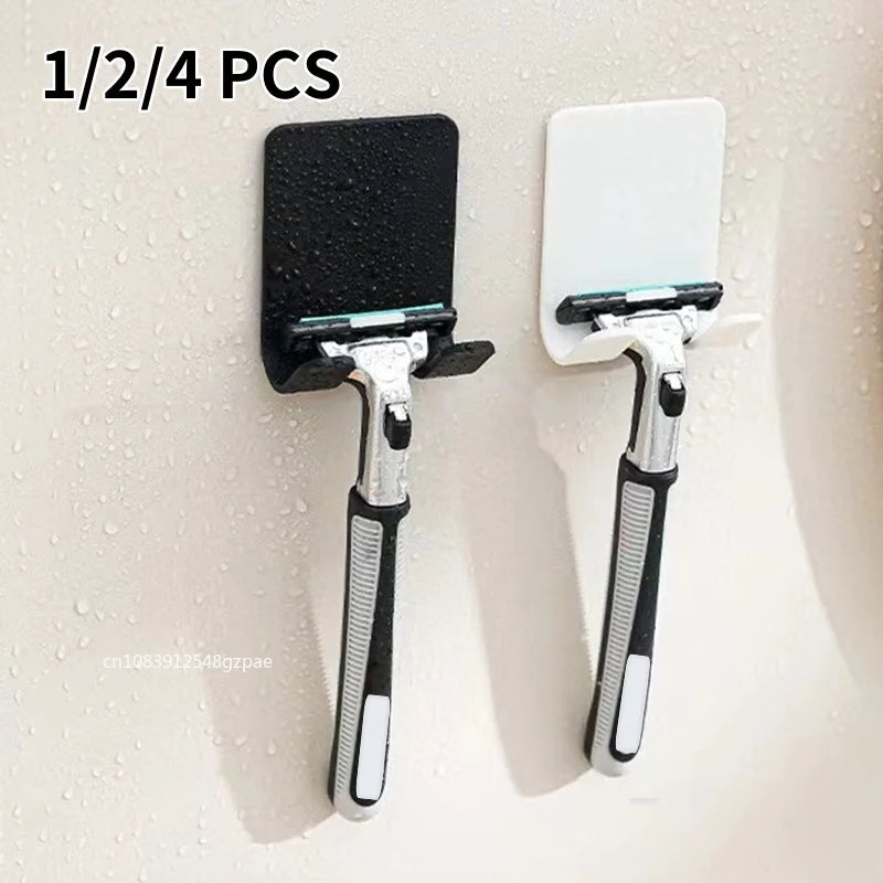 1/2/4PCS Adhesive Razor Holder Wall Mounted Bathroom For Shower Hoo...