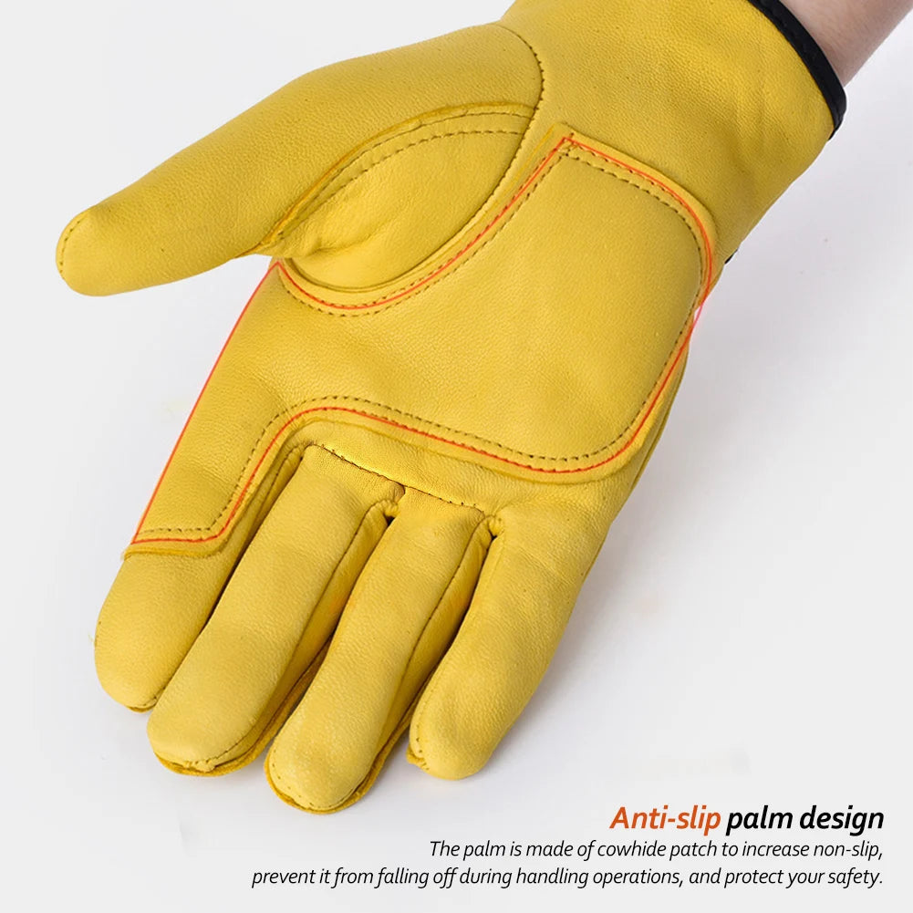 Men Work Gloves Soft Cowhide Driver Hunting Driving Farm Garden