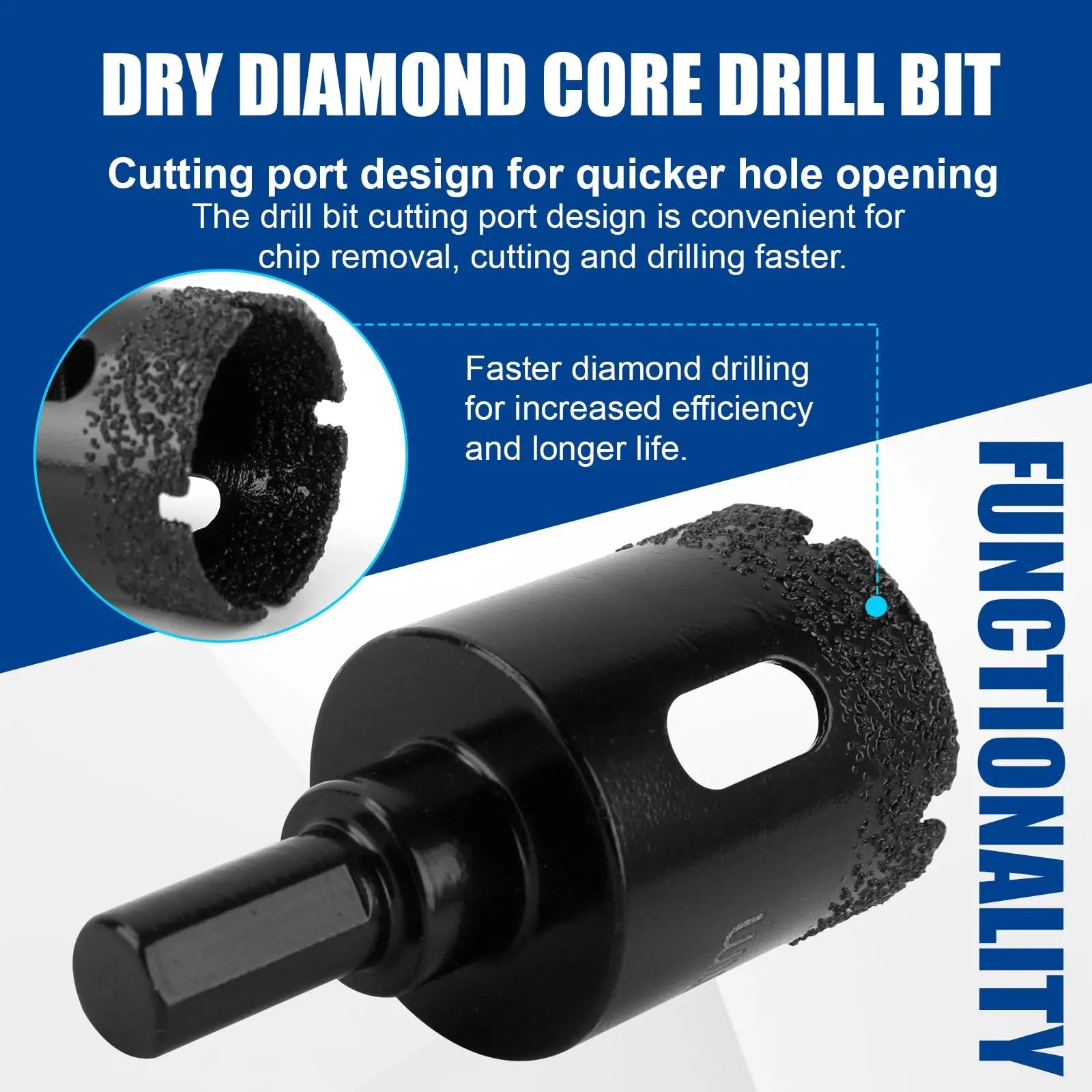 Dry Diamond Core Drill Bit 6-80mm Diamond Brazed Hole Saw Core Drill