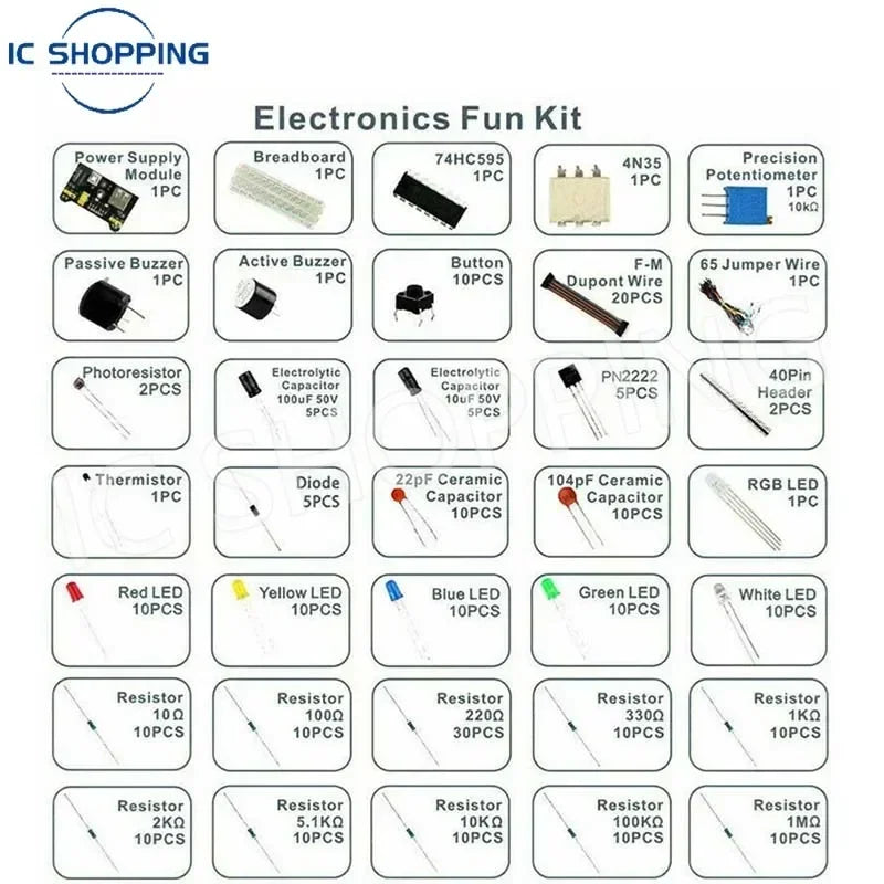 830-Piece Arduino UNO R3 Electronics Starter Kit with Breadboard