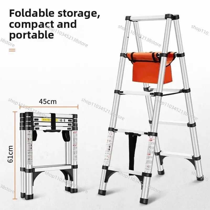 Stainless Steel Folding Telescopic Ladder – Home & Scaffolding Use