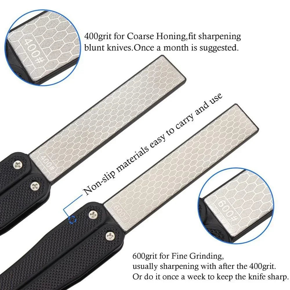 Portable Folding Pocket Knife Sharpener, Portable Double Sided