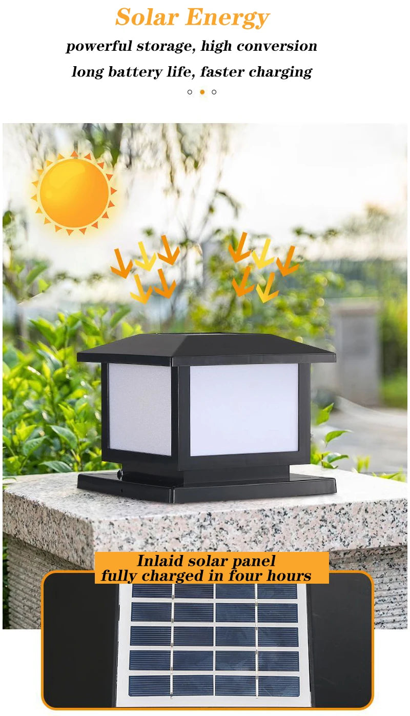Timed LED Solar Outdoor Light Pillar Solar Lights Waterproof Thick