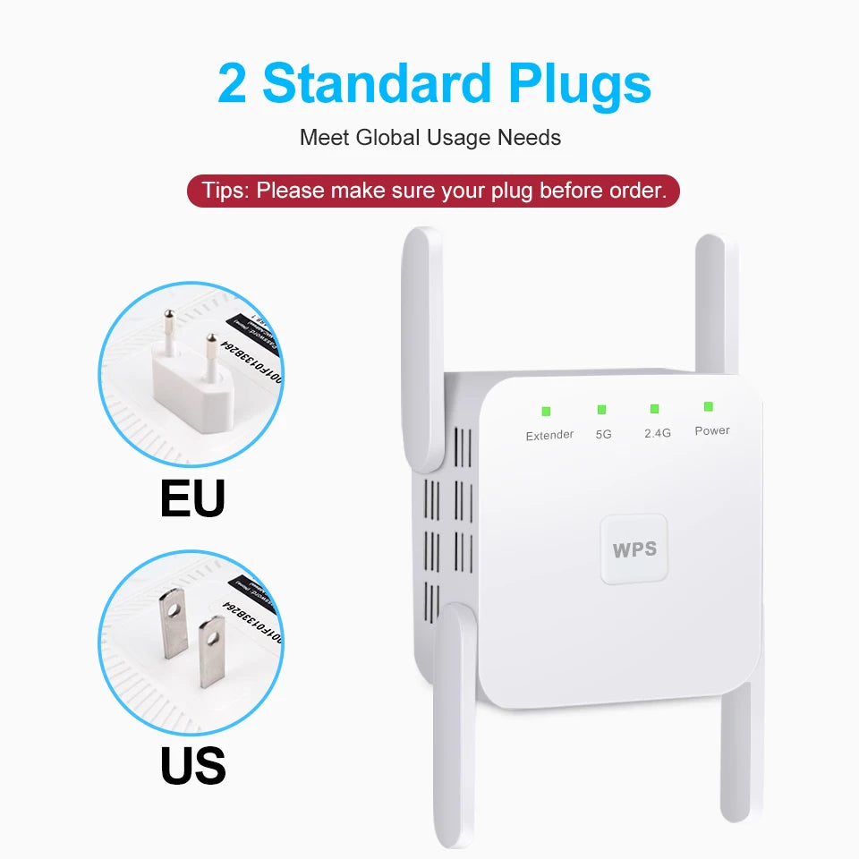 1200Mbps WiFi Repeater 4 Antennas – Dual Band 2.4/5GHz 802.11ac