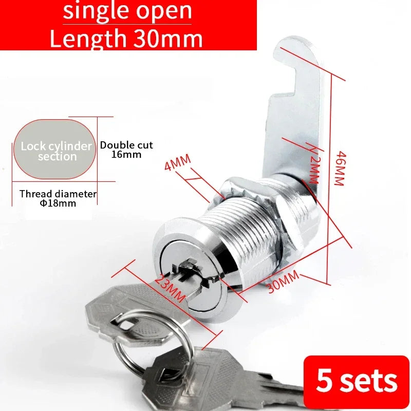 5/20 Sets Security Cam Locks - Metal Alloy Cylinder Cabinet Locker