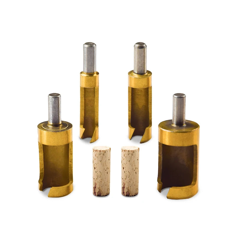XCAN 4pcs set Barrel Cork Drill Bit Titanium Coated Wood Plug Cutter