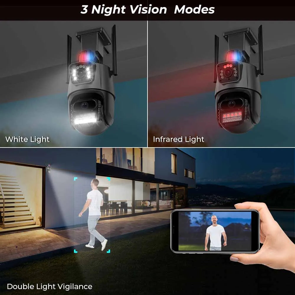 BESDER Wifi PTZ Camera 8MP Dual Screen IP Cam Outdoor Surveillance