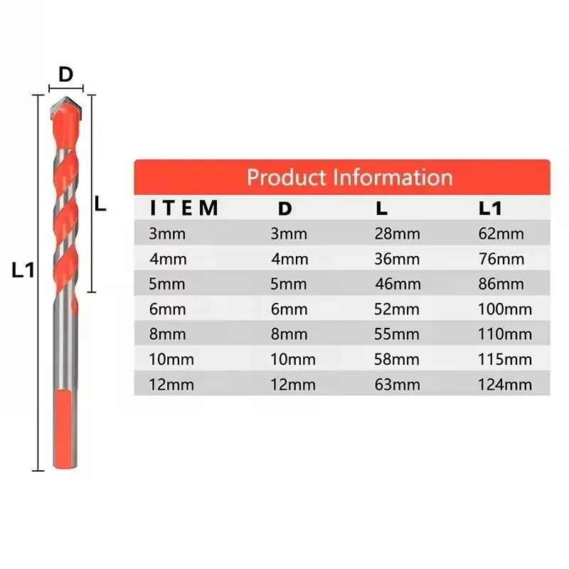 5Pcs Tungsten Carbide Drill Bit Set 4-10mm