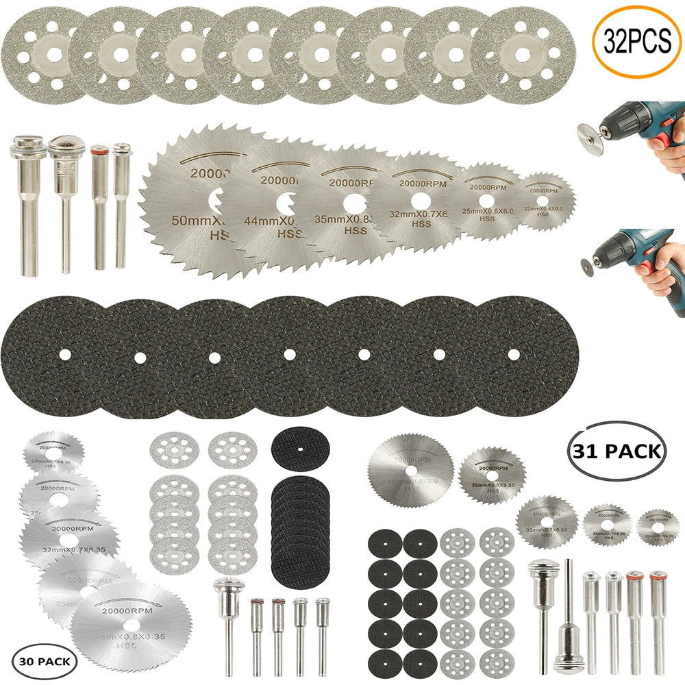Mini Circular Saw Blade & Grinding Disc Set – 6 to 32 Pieces for Rotary Tools