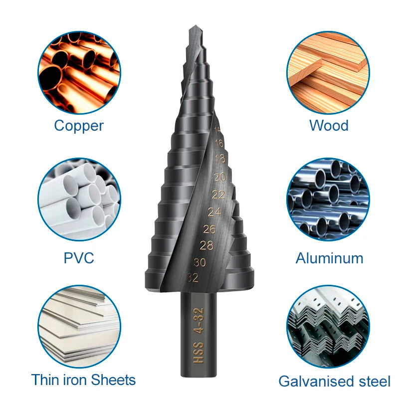 XCAN 1/3Pcs HSS Step Drill Bit 4-12mm 4-20mm 4-32mm High Speed Steel