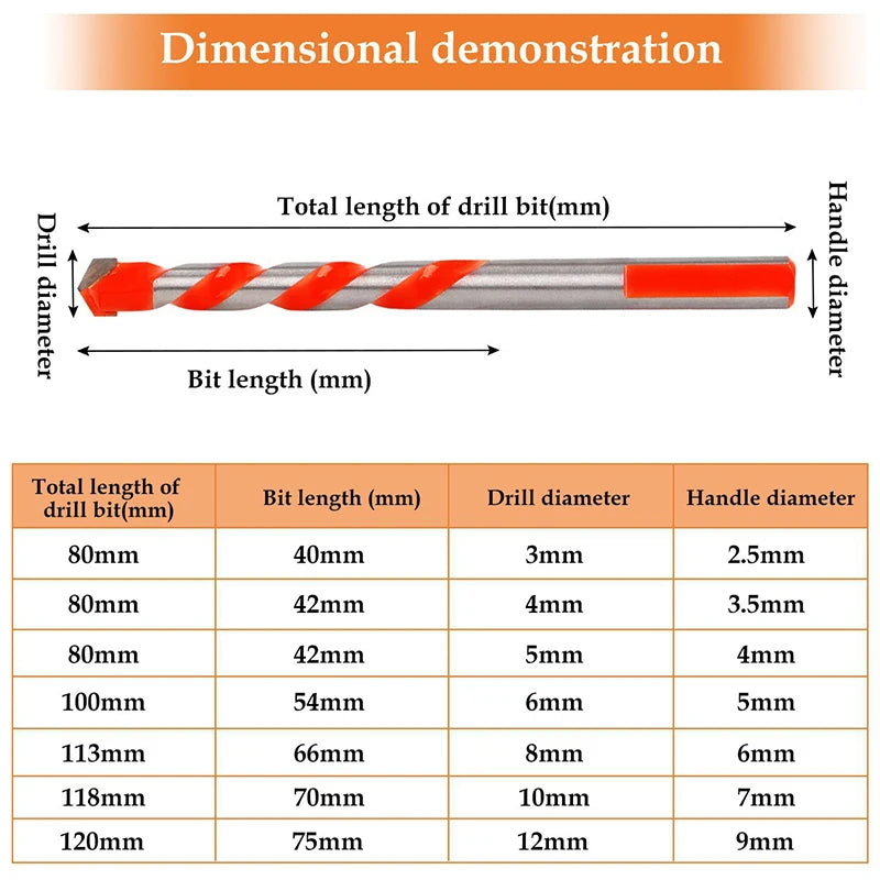 6/7/10PCS Masonry Drill Bits Set Drilling tools for Glass Tiles