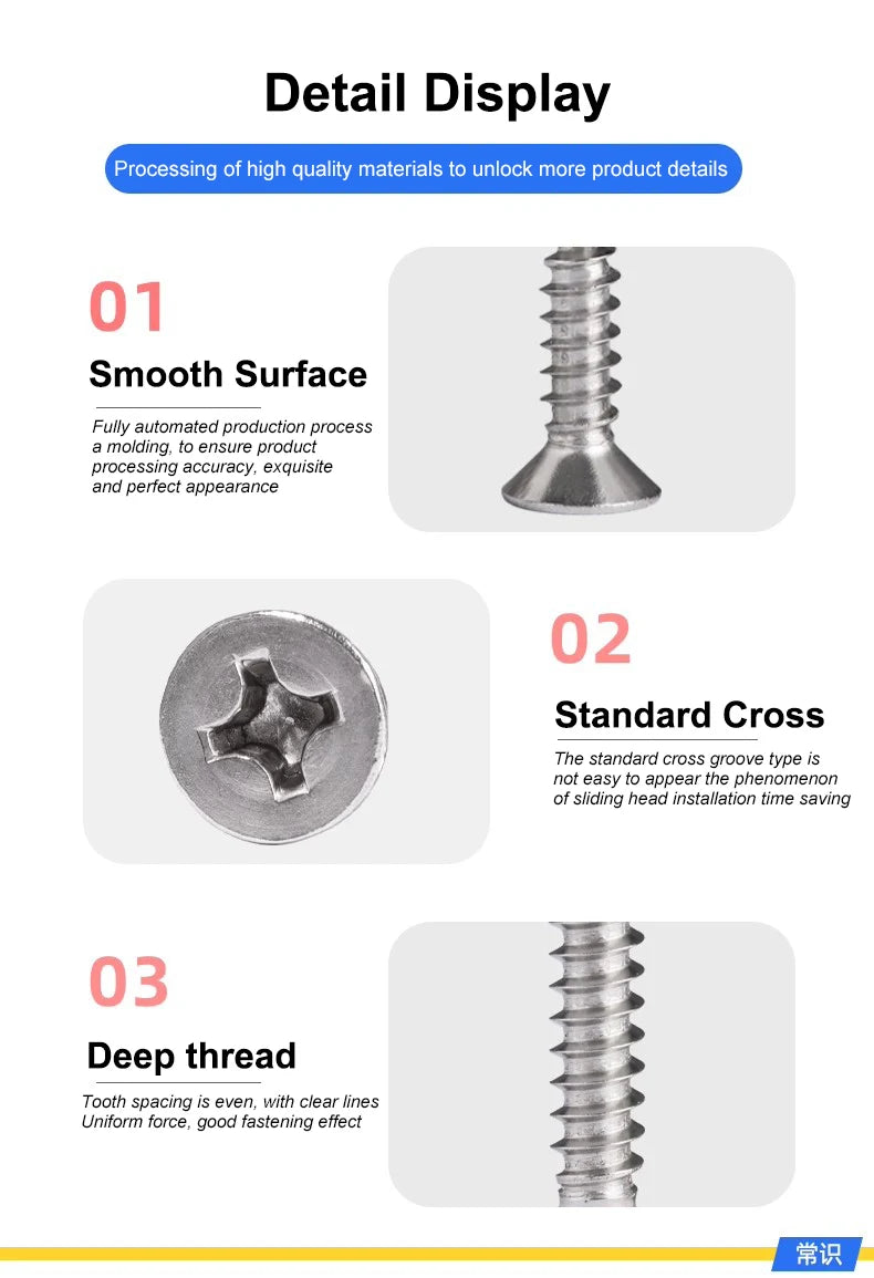 Rust-Resistant M4 x 200mm Flat Head Wood Screws, Self-Tapping & Long