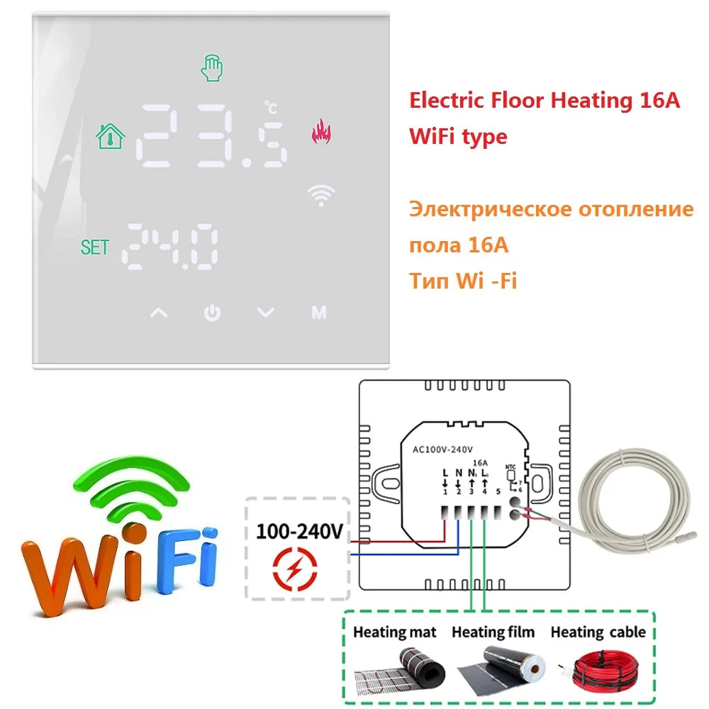 Tuya WiFi Smart Thermostat – LCD Touch Screen for Floor & Gas Heating