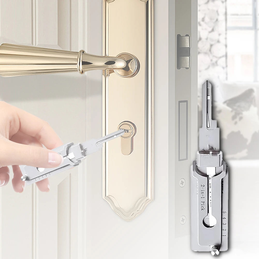 2-in-1 Stainless Steel Key Decoder Portable Precision Hook And Pickup