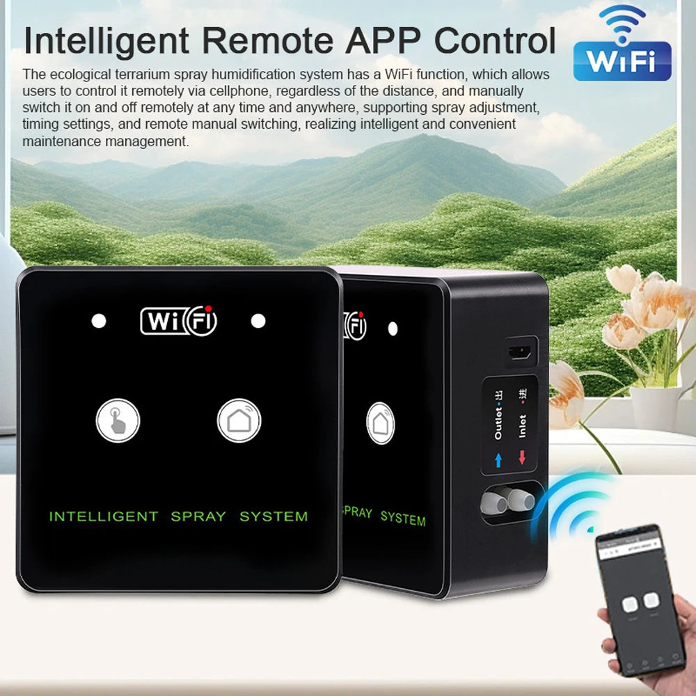WiFi Smart Terrarium Misting System – 360° Timed Reptile Fogger