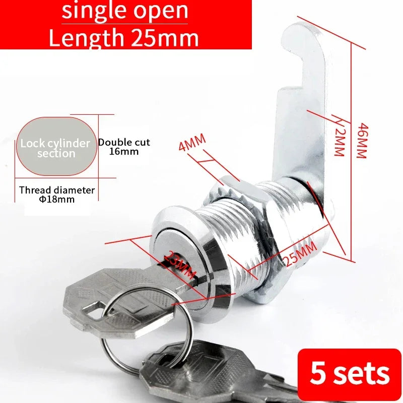 5/20 Sets Security Cam Locks - Metal Alloy Cylinder Cabinet Locker