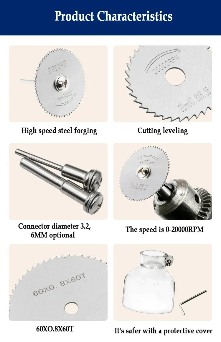 HSS Circular Saw Blade Set – 6-Piece High Speed Steel Cutting Discs
