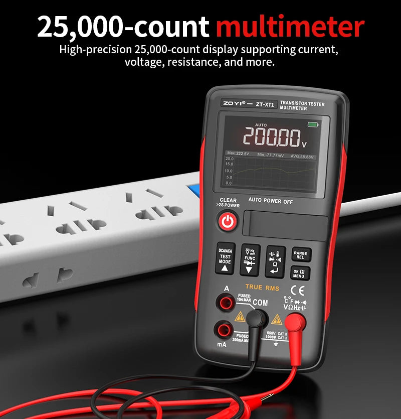 ZOYI ZT-XT1 2-in-1 Transistor Tester Digital Multimeter 25000 Counts