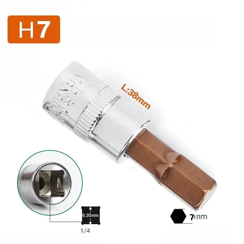 6Pcs 1/4 Inch Screwdriver Bit Socket Set Hex Screw Driver Bits H3-H8