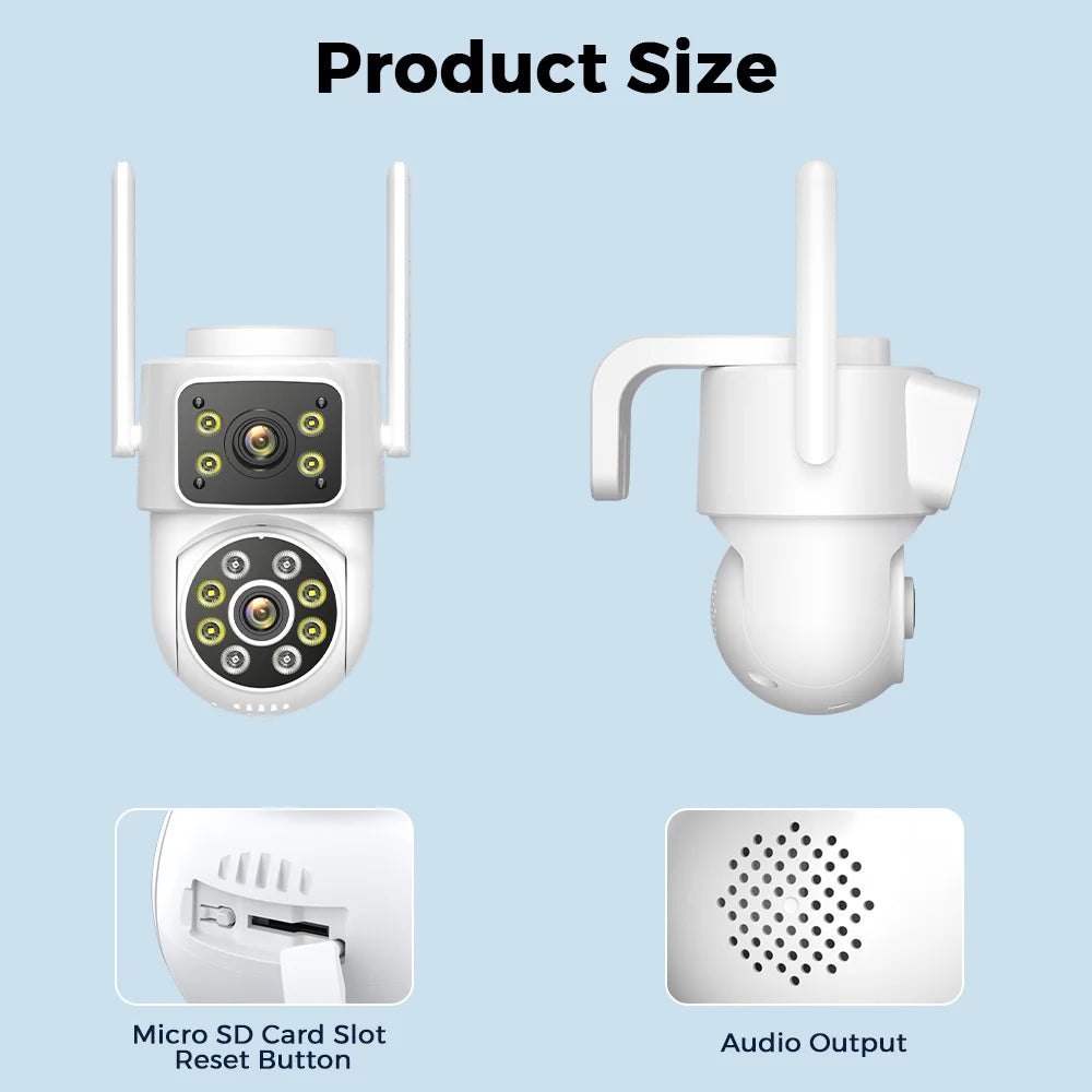 8MP 4K Outdoors Wifi Camera Dual Lens Security PTZ IP Camera 5X