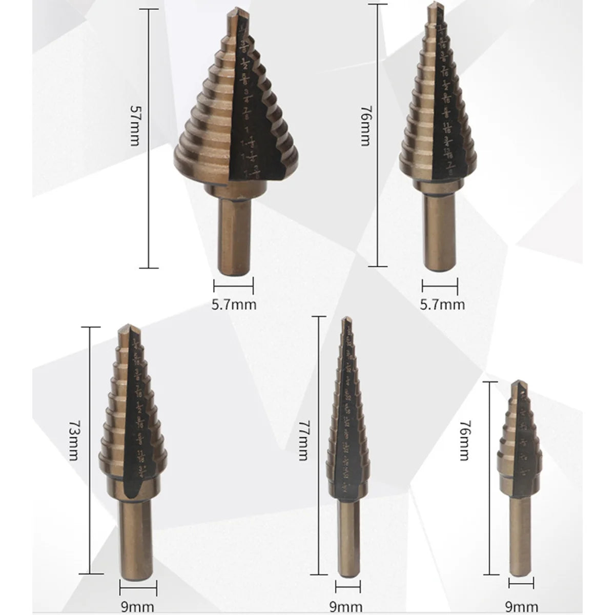 5-in-1 multi-step drill bit, high-precision drilling step drill bit
