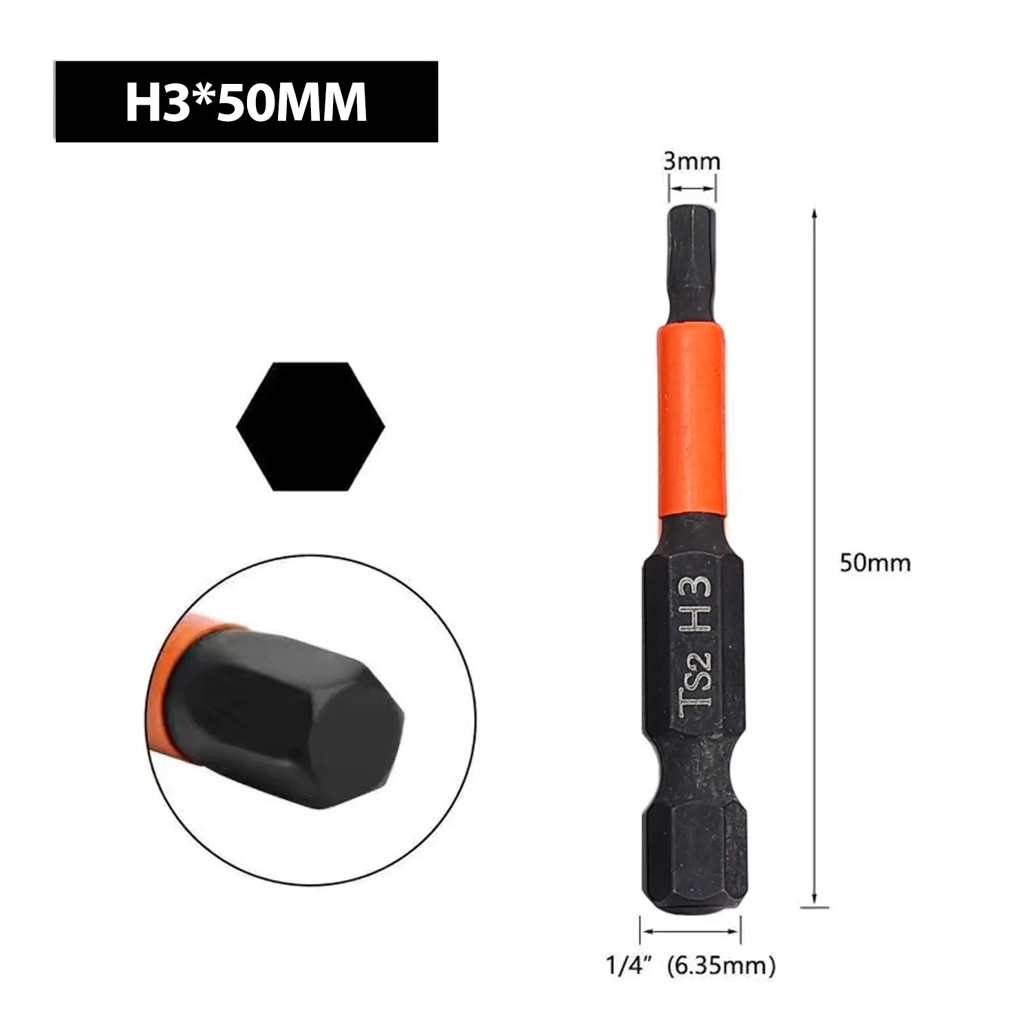 1/7x 50mm Hex Head Screwdriver Bit 1/4 Hex Quick Change Impact Driver