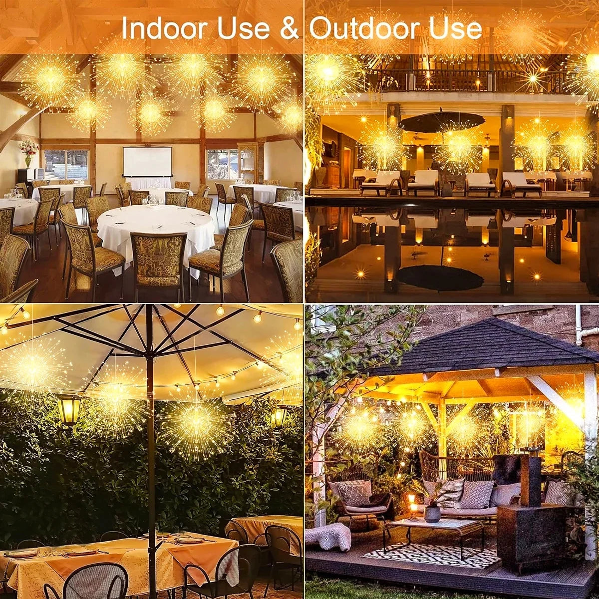 1PC Hanging Solar Firework Lights, 480LED Starburst Lights