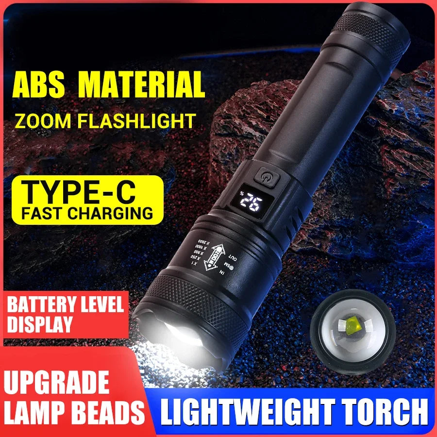 High Strong Power Led Flashlights 2000LM Tactical Torch with Display
