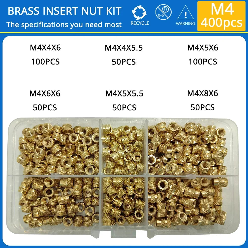 M2 M2.5 M3 M4 M5 M6 Brass Heat Set Insert Nut Hot Melt Knurled