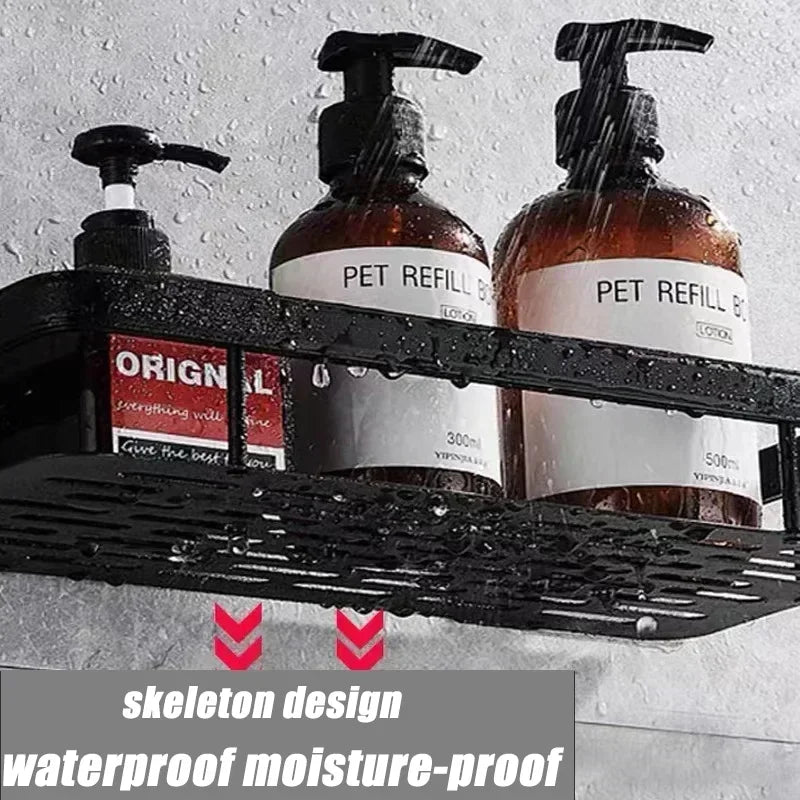 Bathroom Shelf Kitchen Storage Organizer Aluminum Alloy Shampoo Rack