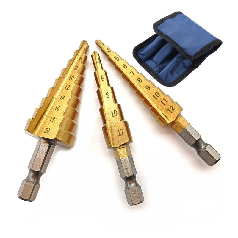 HSS Step Drill Titanium Plated Hexagonal shank straight groove bit